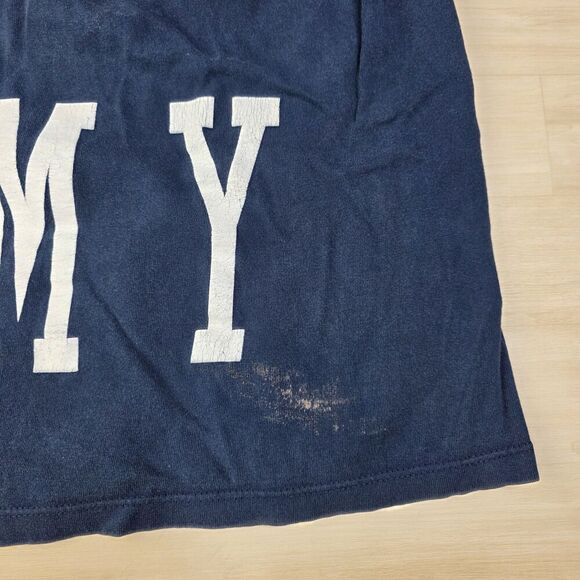 Vintage 90s Tommy Hilfiger Spell Out Double Sided Shirt‎ Navy Size XL DISTRESSED - Picture 7 of 10